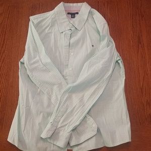 Tommy Hilfiger button down gingham mint color